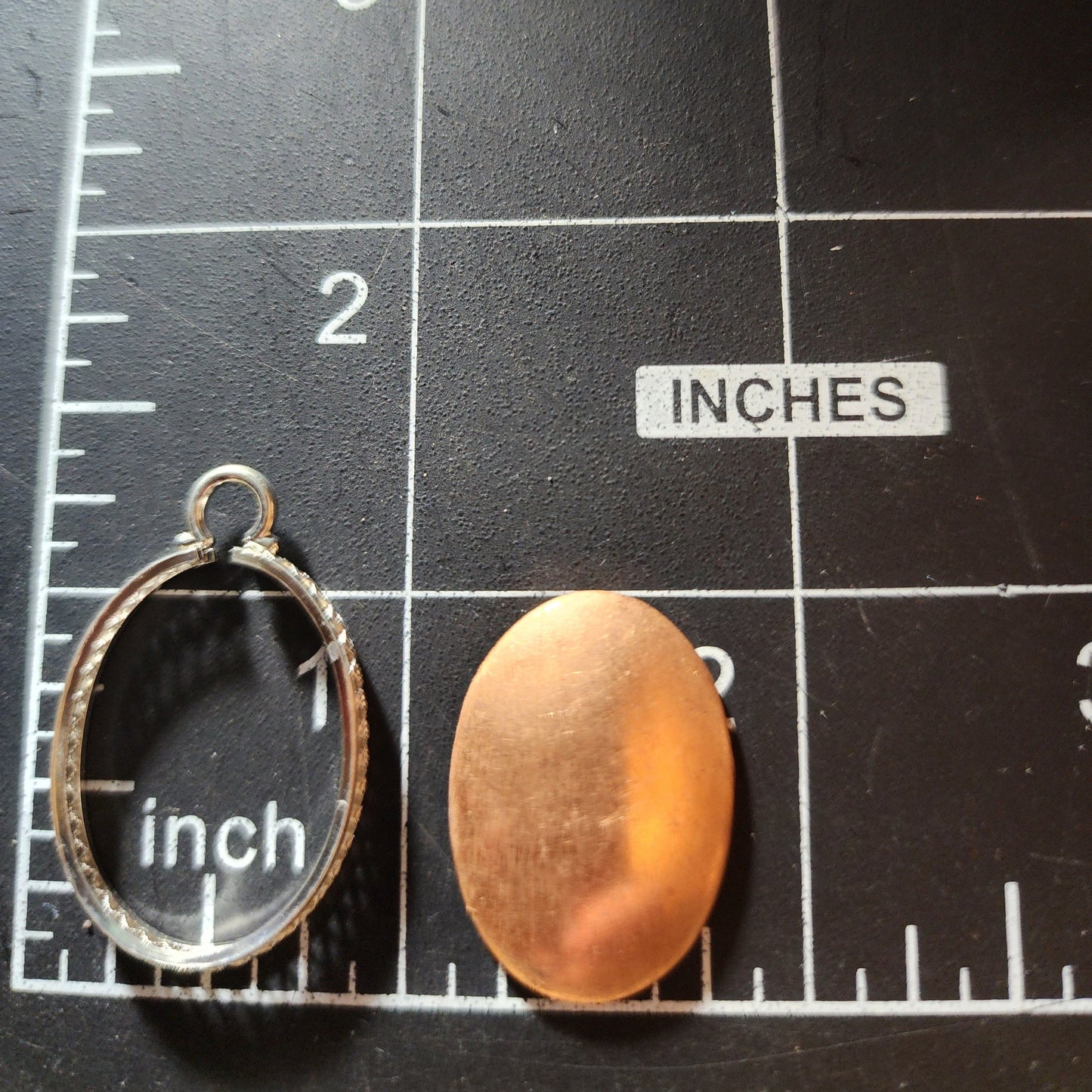 EV193 Copper Blank Misc.-Sterling Silver Cinch Mount Set - Pendant, Includes Copper Insert