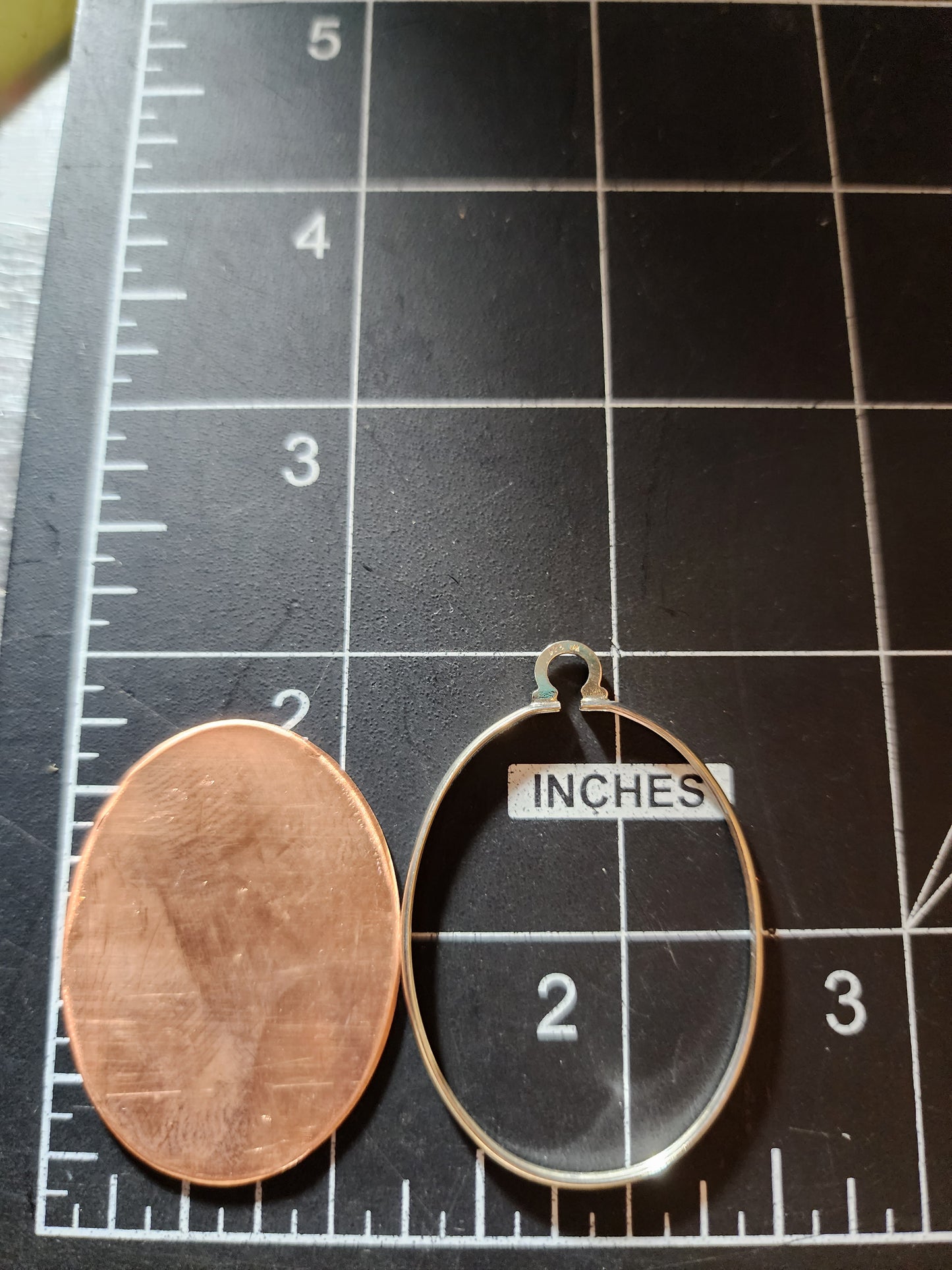 EV196 Copper Blank Misc.-Sterling Silver Mount Set - Large Flat Oval Pendant