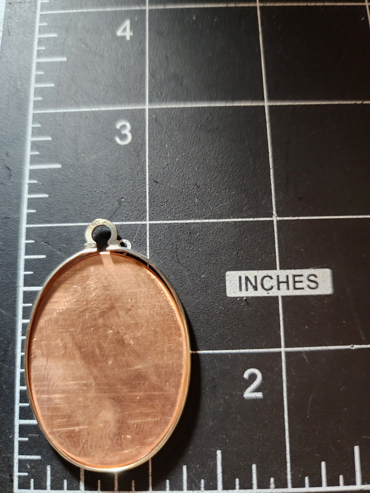 EV196 Copper Blank Misc.-Sterling Silver Mount Set - Large Flat Oval Pendant