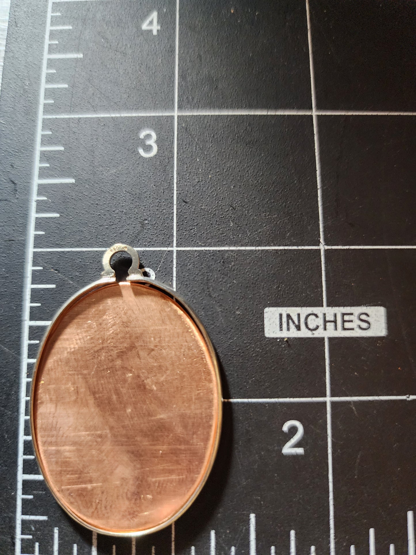 EV196 Copper Blank Misc.-Sterling Silver Mount Set - Large Flat Oval Pendant