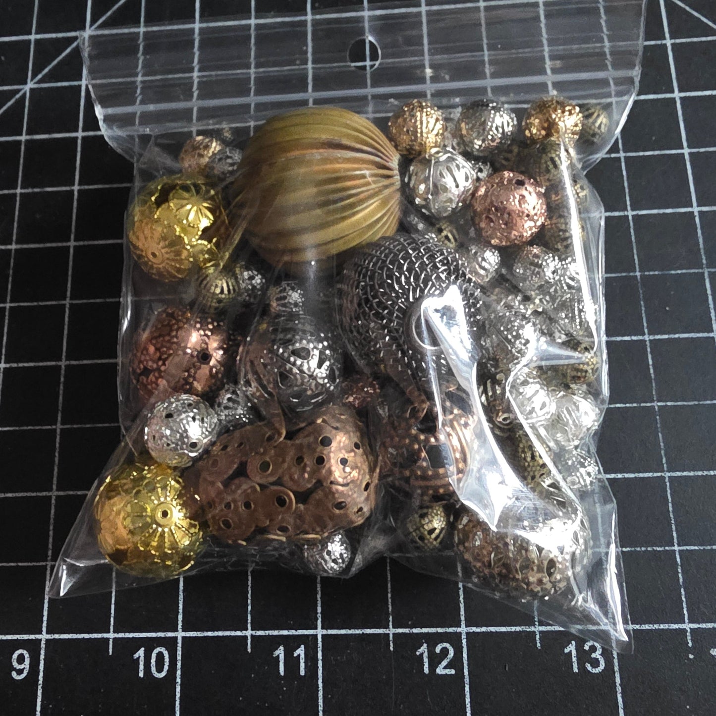 EV182 Mixed Beads- Mixed Bag of Filigree Iron Beads for Enamelling