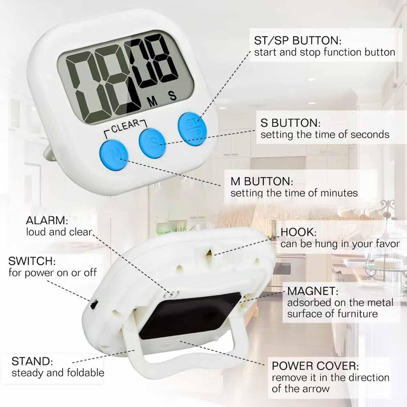 Magnetic Hand Timer - Battery Operated