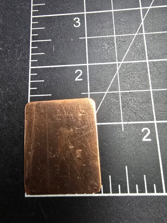 EV130 Copper Blank - Rectangle With Rounded Corners 1 x 2"