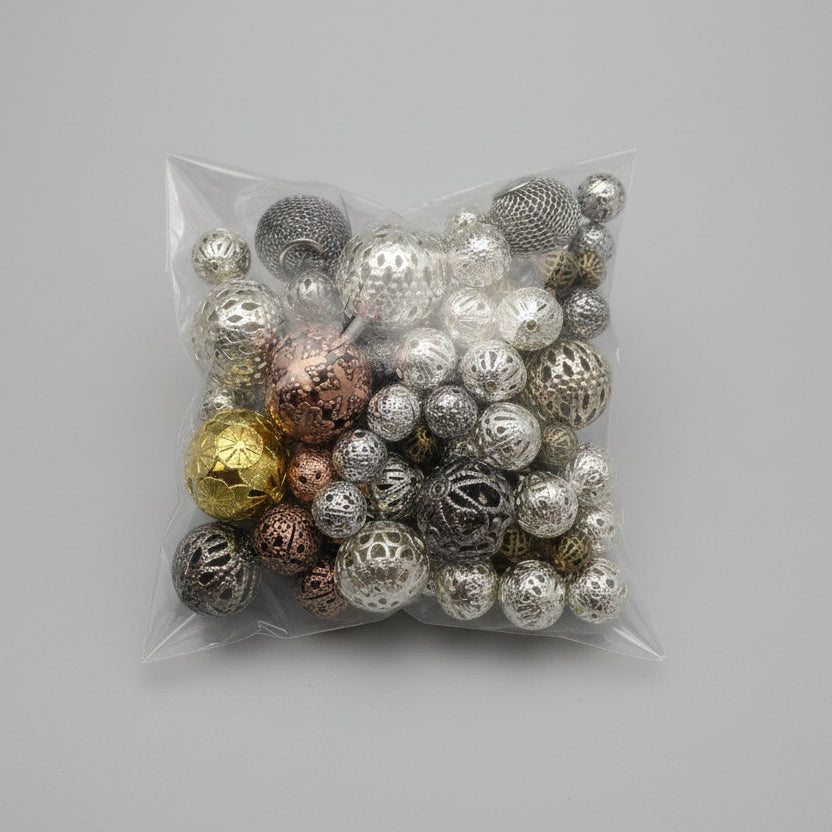 EV182 Mixed Beads- Mixed Bag of Filigree Iron Beads for Enamelling