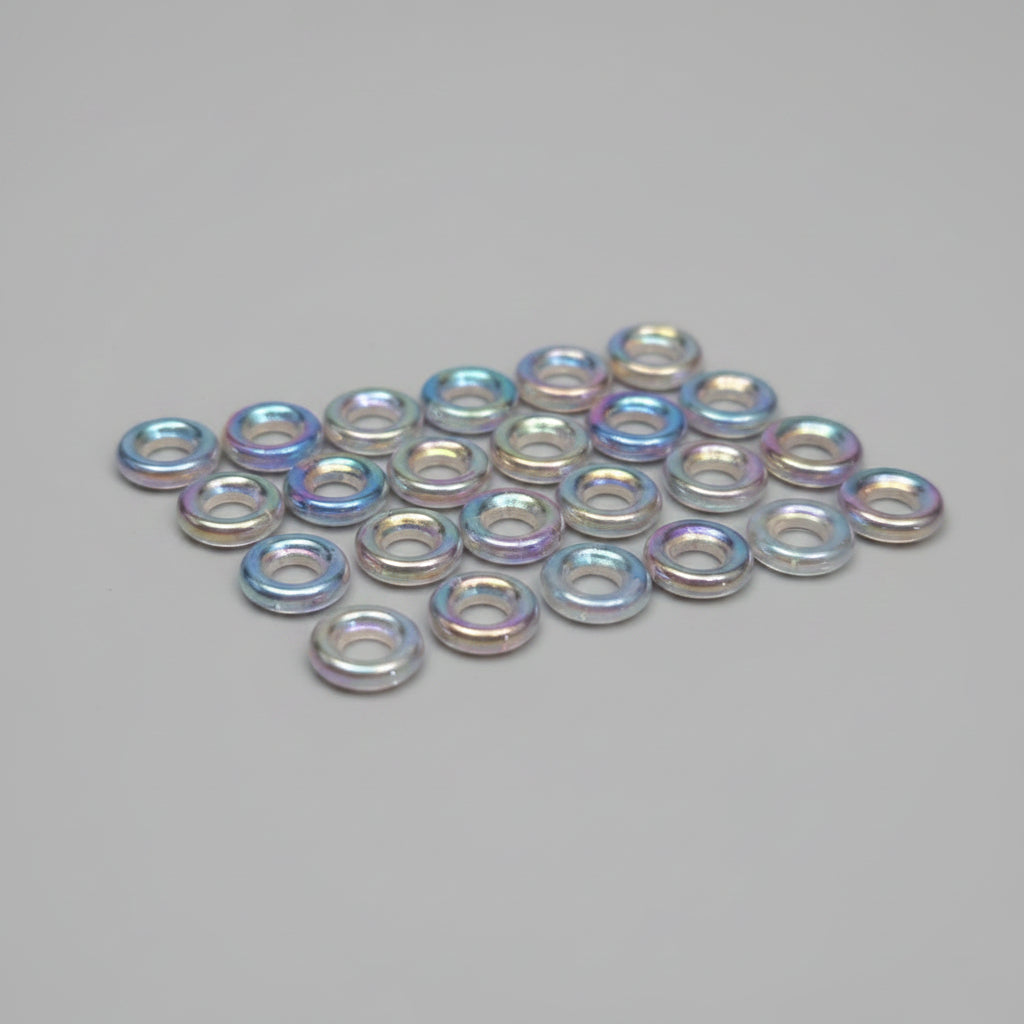 Czech Glass Donut Embellishments -  30 Pieces per Bag.