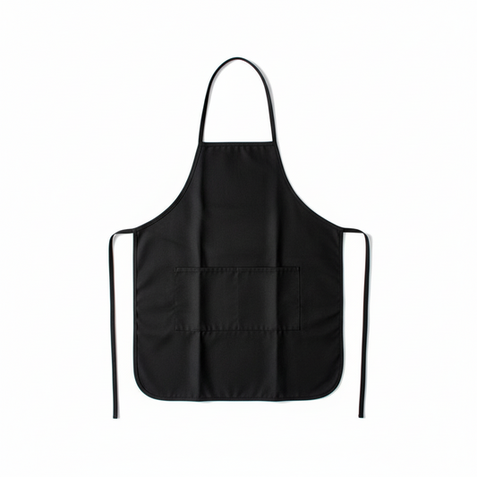 Tablier noir 100 % coton avec poches