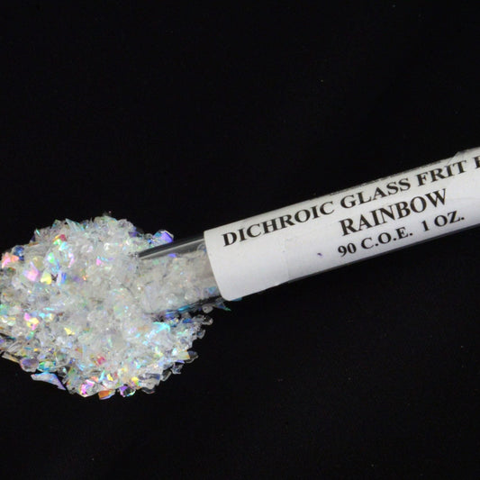 Dichroic Coated Transparent Float Frit Flakes White Rainbow - 1 oz