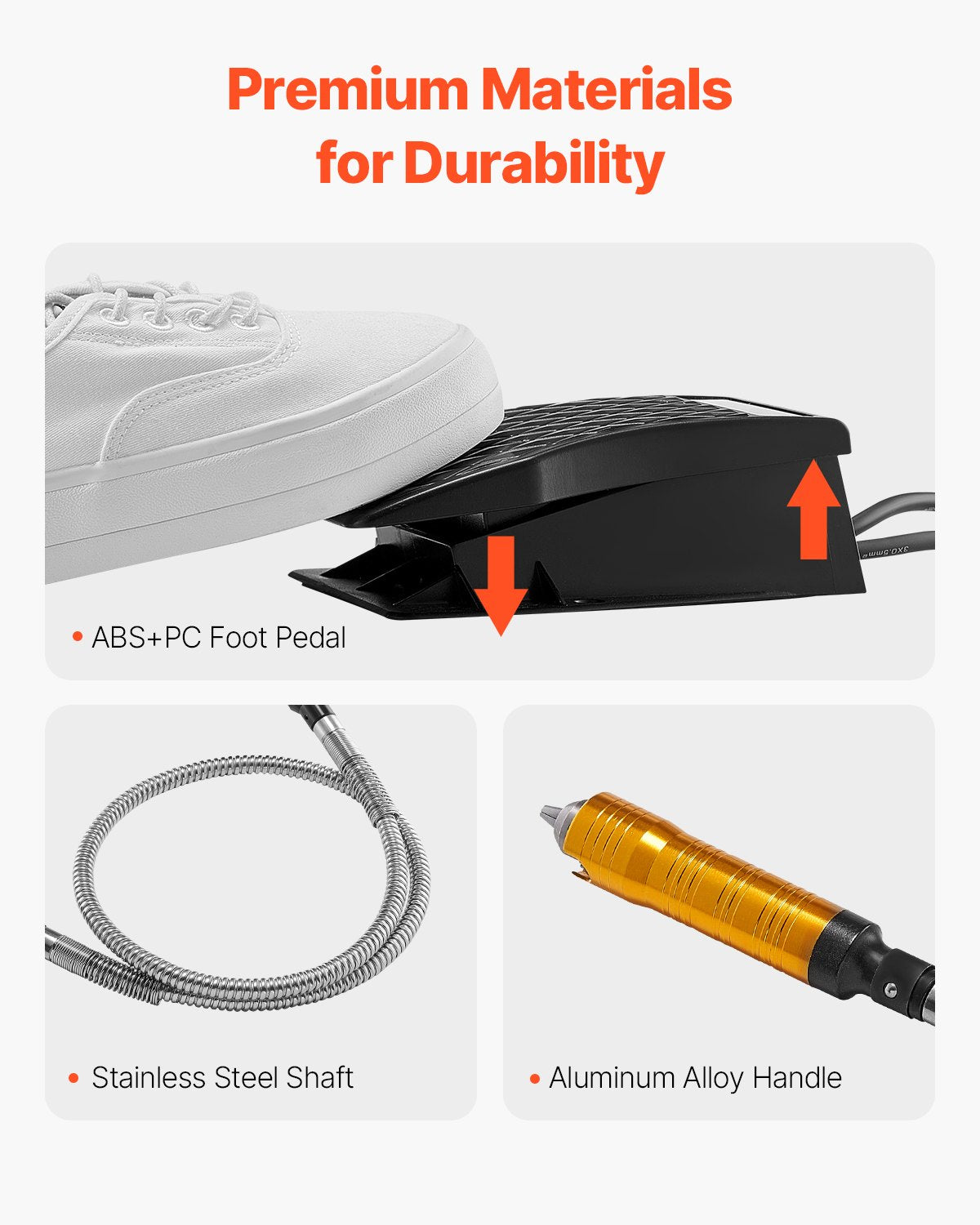 Ponceuse à arbre flexible VEVOR 1000 W 30 000 tr/min avec pédale et 31 accessoires