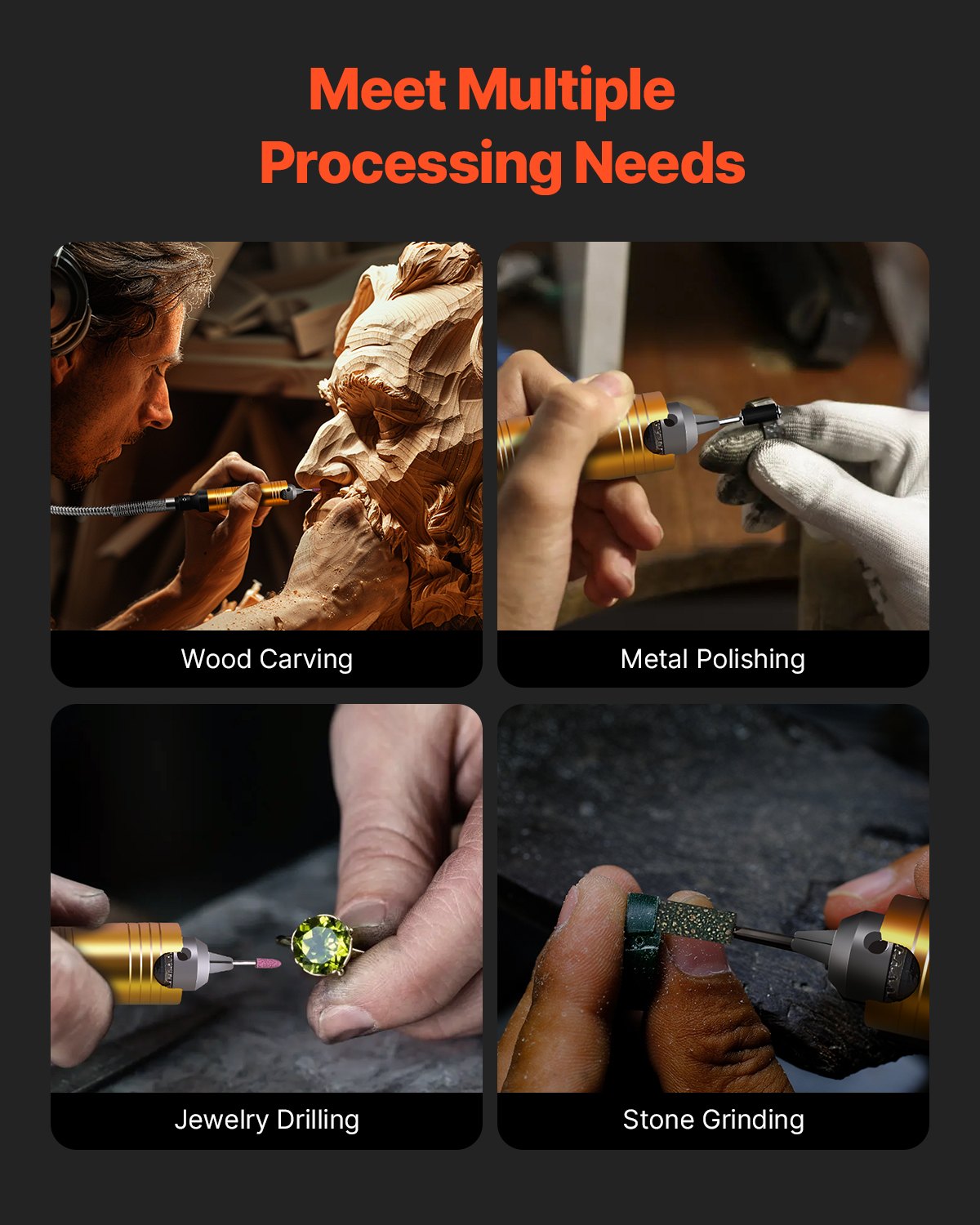 Ponceuse à arbre flexible VEVOR 1000 W 30 000 tr/min avec pédale et 31 accessoires