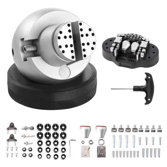 VEVOR Ball Vise, 5" Engraving Setting Tool, 360° Rotation Engraving Block Vise, 69 PCS Attachment Jewelry Engraving Block Tools Standard Block for Gemstone Inlay and Small-Scale Engraving